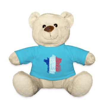 Frankreich Kartenflagge im Strichstil - Teddy - Atollblau - Vorne