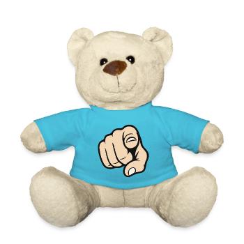 Pointing Finger You Gesture Sticker Design - Teddy Bear - atoll blue - Front