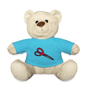 Schere Basteln Schneiderin Friseurin Friseur - Teddy - Atollblau - Vorne
