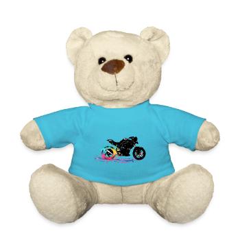 Motorcycle Biker passion moto gp - Teddy Bear - atoll blue - Front