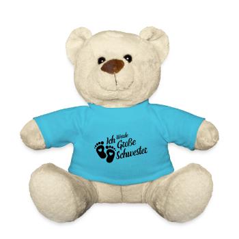Ich werde grosse Schwester Herz - Teddy - Atollblau - Vorne