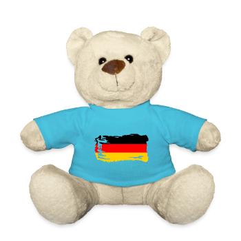 Deutschland Flagge Pinselstriche Germany Heimat - Teddy - Atollblau - Vorne
