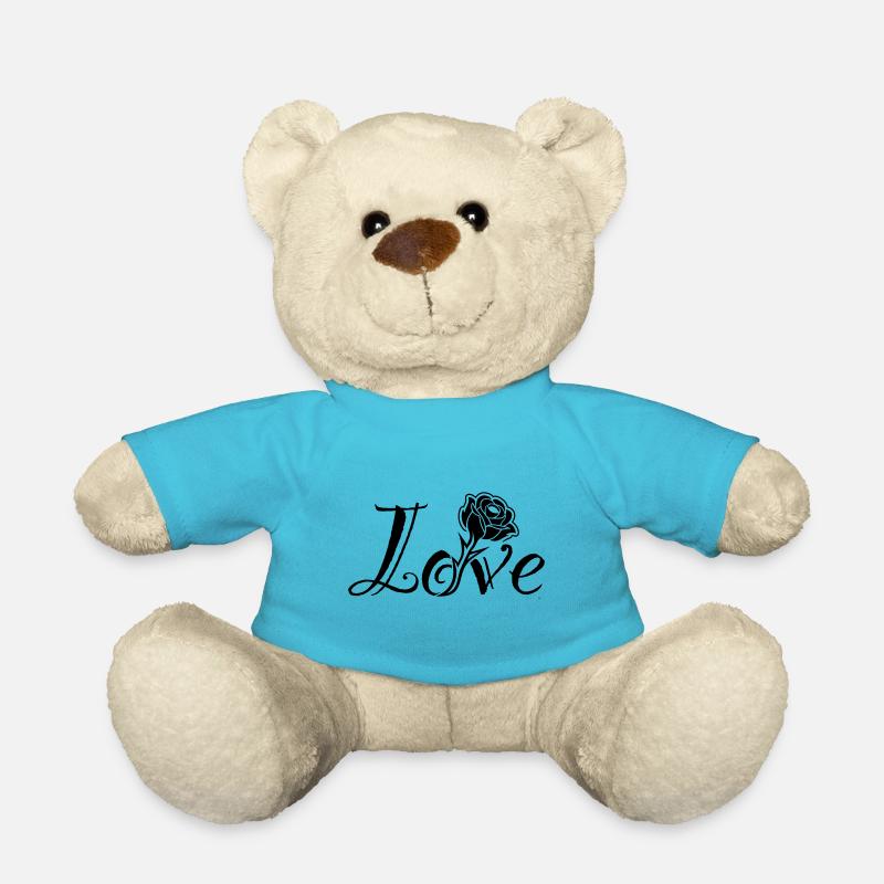 Love Blossoms : Typographie avec une rose intégrée - Nounours - bleu outremer
