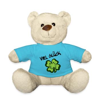 GOOD LUCK! Four-leaf clover - Teddy Bear - atoll blue - Front