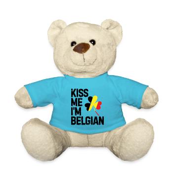 Embrasse-moi, je suis belge Belgique Bruxelloise - Nounours - bleu outremer - Devant