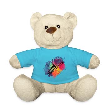 Trombone wind music - stylish design for musicians - Teddy Bear - atoll blue - Front