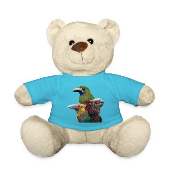 Toucans and parrot - Teddy Bear - atoll blue - Front
