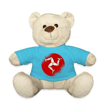 Isle of Man Flagge Triskele Flag of Isle of Man - Teddy - Atollblau - Vorne