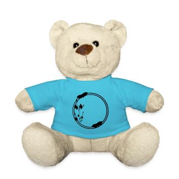Frühlings Rahmen Kreis in schwarz Blumen - Teddy - Atollblau - Vorne