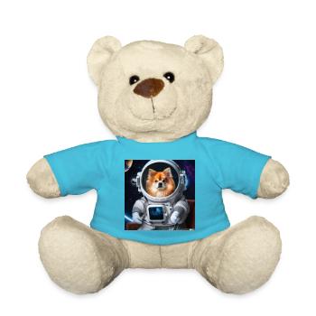 Pomeranian im Raumanzug - Hund im Weltall - Teddy - Atollblau - Vorne