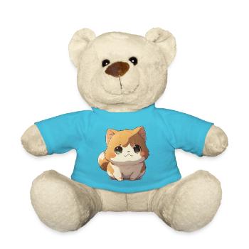 Cat | Kittens | Baby Cat | Cute Anime Cat - Teddy Bear - atoll blue - Front