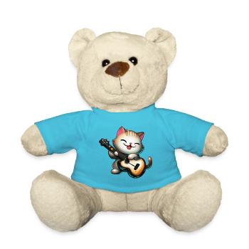 Chat avec guitare - Nounours - bleu outremer - Devant
