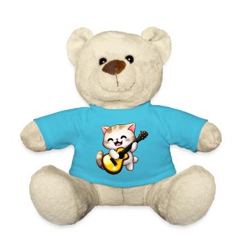 Chat avec guitare - Nounours - bleu outremer - Devant