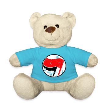 Antifa-Flaggen Logo Grunge - Teddy - Atollblau - Vorne