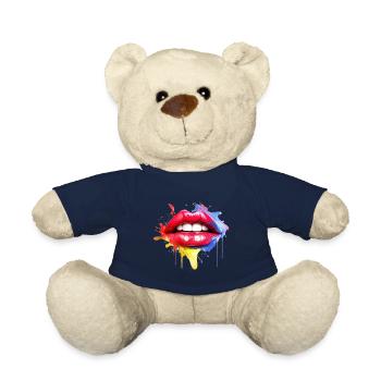 Bunte Lippen Kussmund Frauengesicht Geschenkidee - Teddy - French Navy - Vorne