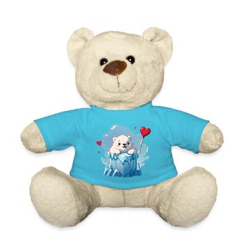 Verschenke diesen süßen Eisbären zum Valentinstag - Teddy - Atollblau - Vorne