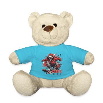 Skeleton Skull Skater Skateboarder Skateboard - Teddy Bear - atoll blue - Front