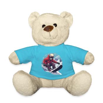 Totenkopf Snowboarder Snowboarden Apres Ski - Teddy - Atollblau - Vorne