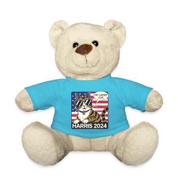 Cat Ladies For Kamala Harris 2024 USA America - Teddy Bear - atoll blue - Front