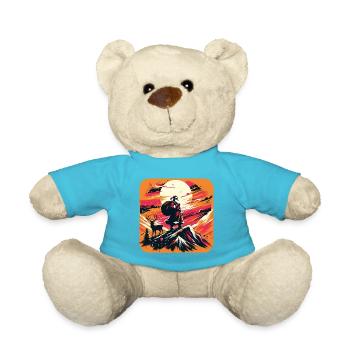 Père Noël avec des rennes dans les montagnes - Nounours - bleu outremer - Devant