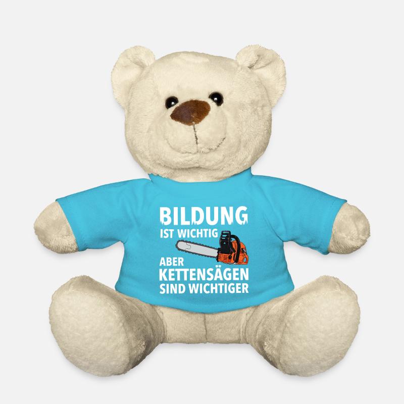 Holzfäller Waldarbeiter Holz machen Kettensäge - Teddy - Atollblau