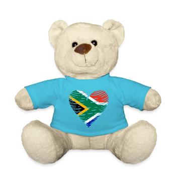 South Africa Flag Heart South African Flag Africa - Teddy Bear - atoll blue - Front