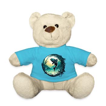 Angler Siluette / Fishing / Fish / Lake / Sport - Teddy Bear - atoll blue - Front
