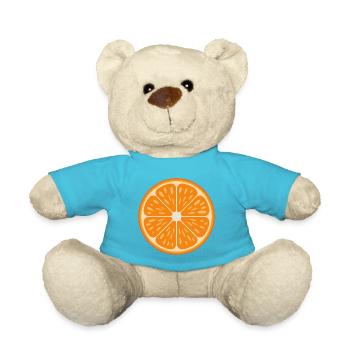Pop-Art Orangenscheibe Retro Motiv - Teddy - Atollblau - Vorne
