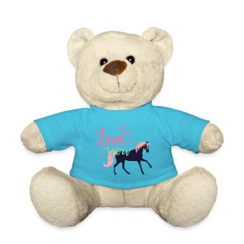 I love horse - J'aime les chevaux - Nounours - bleu outremer - Devant