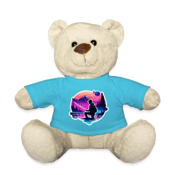 Angler Siluette / Fishing / Fish / Lake / Sport - Teddy Bear - atoll blue - Front