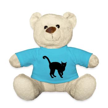 black cat silhouette - black cat silhouette - Teddy Bear - atoll blue - Front