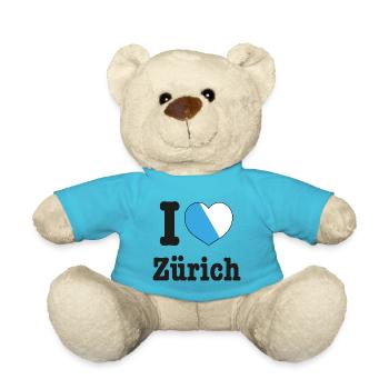 I Love Zürich | Schweiz Wappen Liebe Herz - Teddy - Atollblau - Vorne