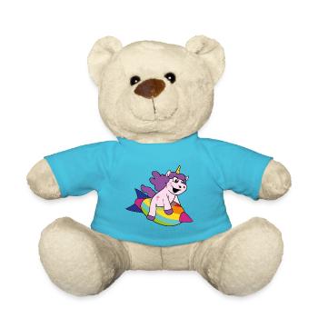 Niedliches Lustiges Cooles Einhorn Einhörner Fabel - Teddy - Atollblau - Vorne