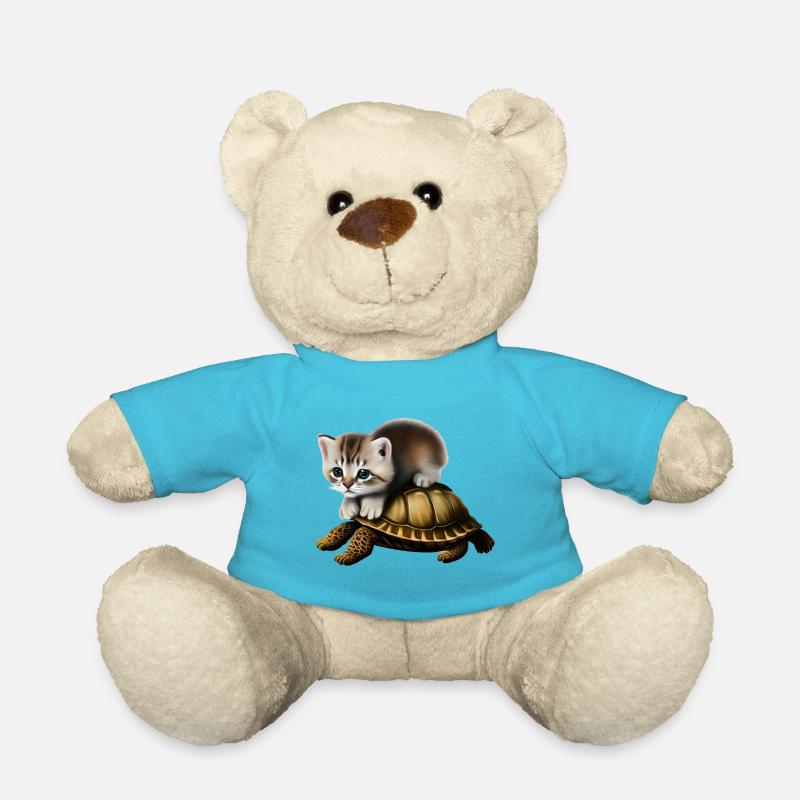 Katze auf Schildkröte - Teddy - Atollblau