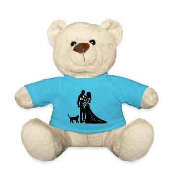 Newlyweds with cat wedding marry bachelor - Teddy Bear - atoll blue - Front