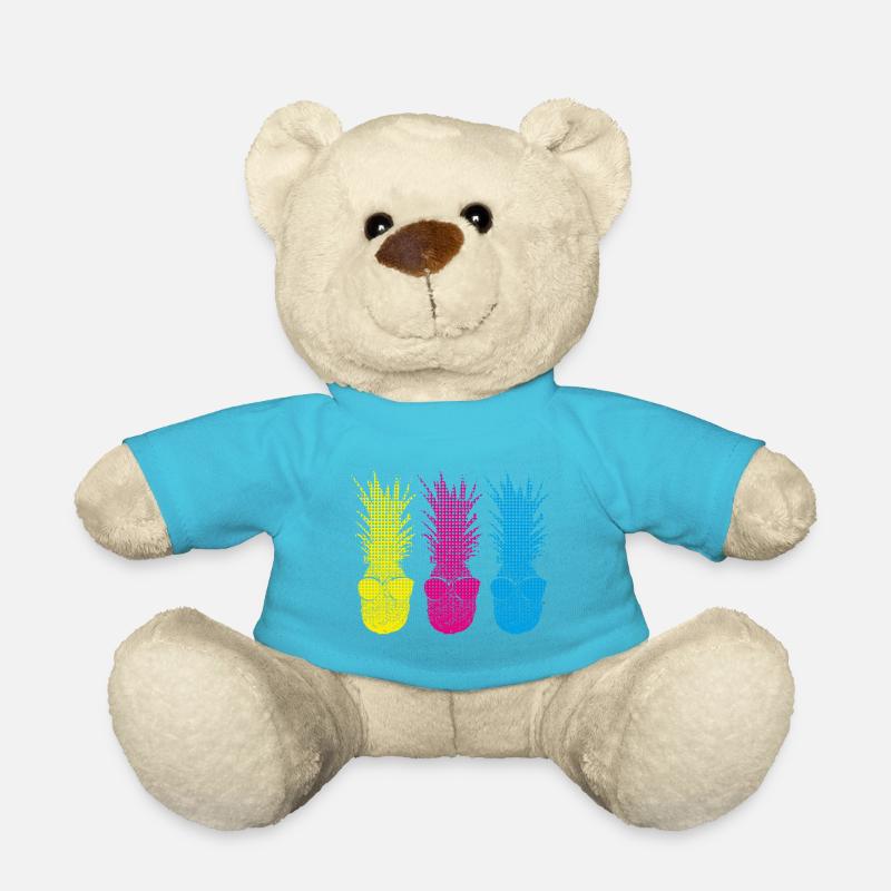 Pop Art Pinapples > Three Neon Colored Fruits - Teddy - Atollblau