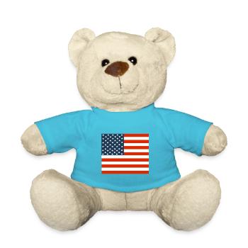 USA Flag Stars and Stripes - Teddy Bear - atoll blue - Front