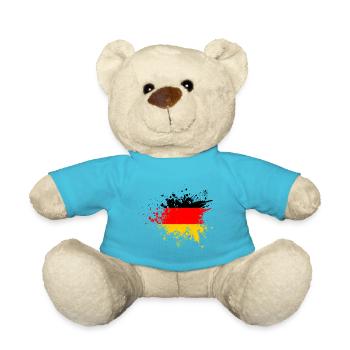 Deutschland Flagge Farbspritzer Klecks Farbklecks - Teddy - Atollblau - Vorne