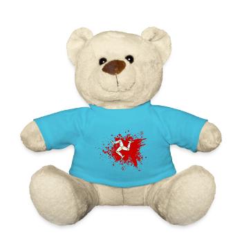 Isle of Man Flagge Triskele Flag of Isle of Man - Teddy - Atollblau - Vorne