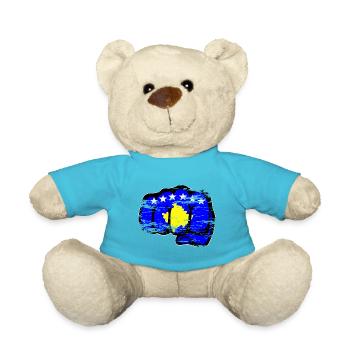 Poing de la main du drapeau du Kosovo utilisé - Nounours - bleu outremer - Devant