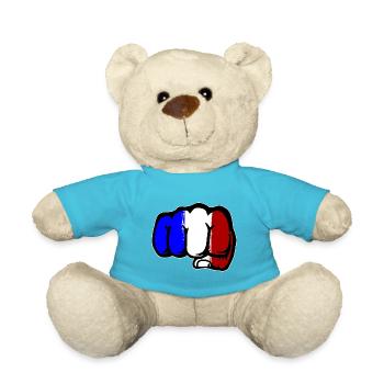 Drapeau de la France main poing - Nounours - bleu outremer - Devant