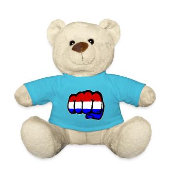 Drapeau de la Hollande poing à la main - Nounours - bleu outremer - Devant