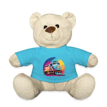 Colorful Colorful Diesel Locomotive - Teddy Bear - atoll blue - Front
