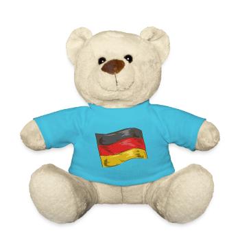 Deutschland Flagge Deutsche Fahne Used Look Heimat - Teddy - Atollblau - Vorne