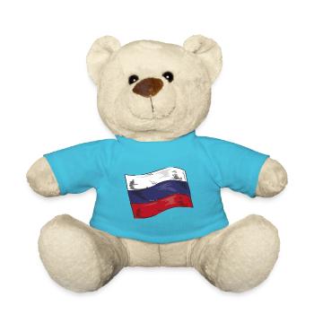 Russia Flag Vintage Russian Flag Used Look - Teddy Bear - atoll blue - Front