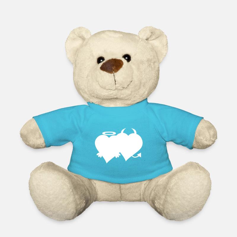 Heart angel and devil - Teddy Bear - atoll blue