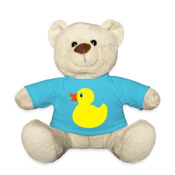 Funny little duck in yellow - Teddy Bear - atoll blue - Front