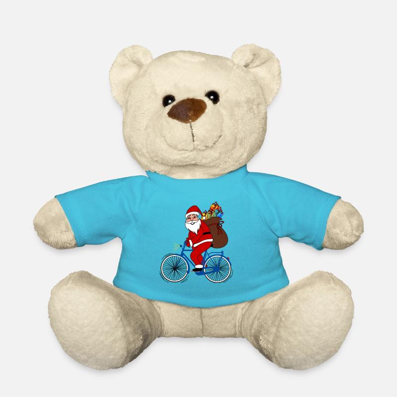 Weihnachtsmann mit Fahrrad - Teddy - Atollblau