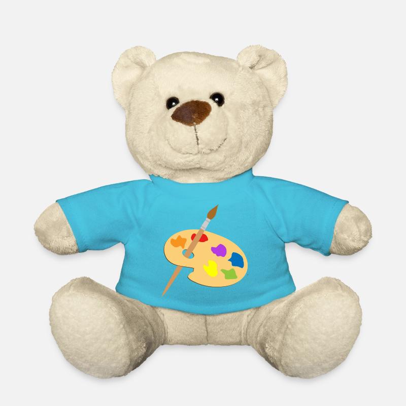 Farbpalette und Pinsel - Teddy - Atollblau
