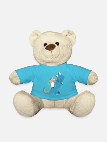 Einhorn Reitet T Rex Dinosaurier I Cooles Geschenk - Teddy - Atollblau